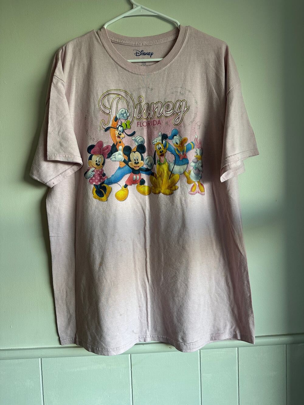 Disney Florida Pink Graphic T Shirt XL Mickey Minnie Goofy Donald Pluto Tee